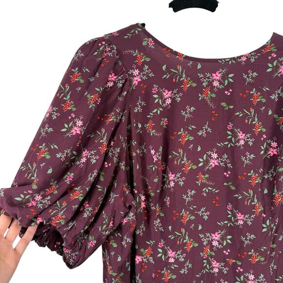 Old Navy Puff Sleeve Purple Floral Maxi Shift Dress Boho NEW Womens Plus 2x - Picture 3 of 9